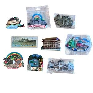 Lot of 9 Magnets Indonesia Taiwan Cambodia Travel Souvenirs